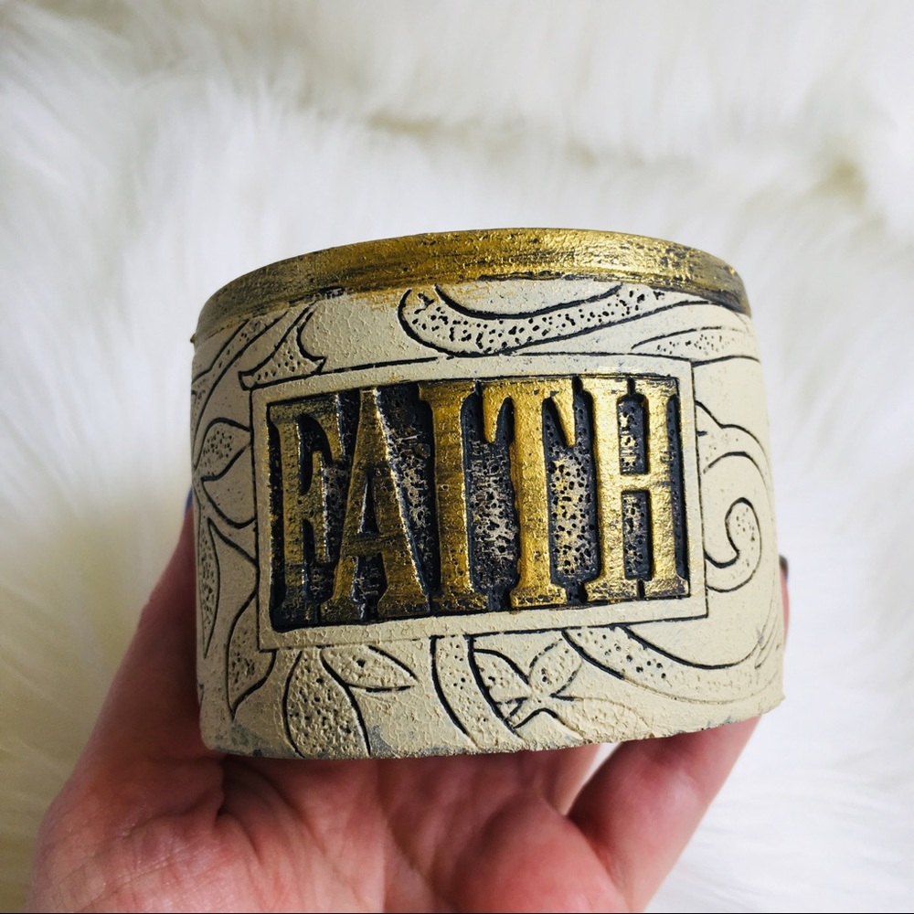 FAITH candle 🕯 holder votive gold tea light - Picture 6 of 8